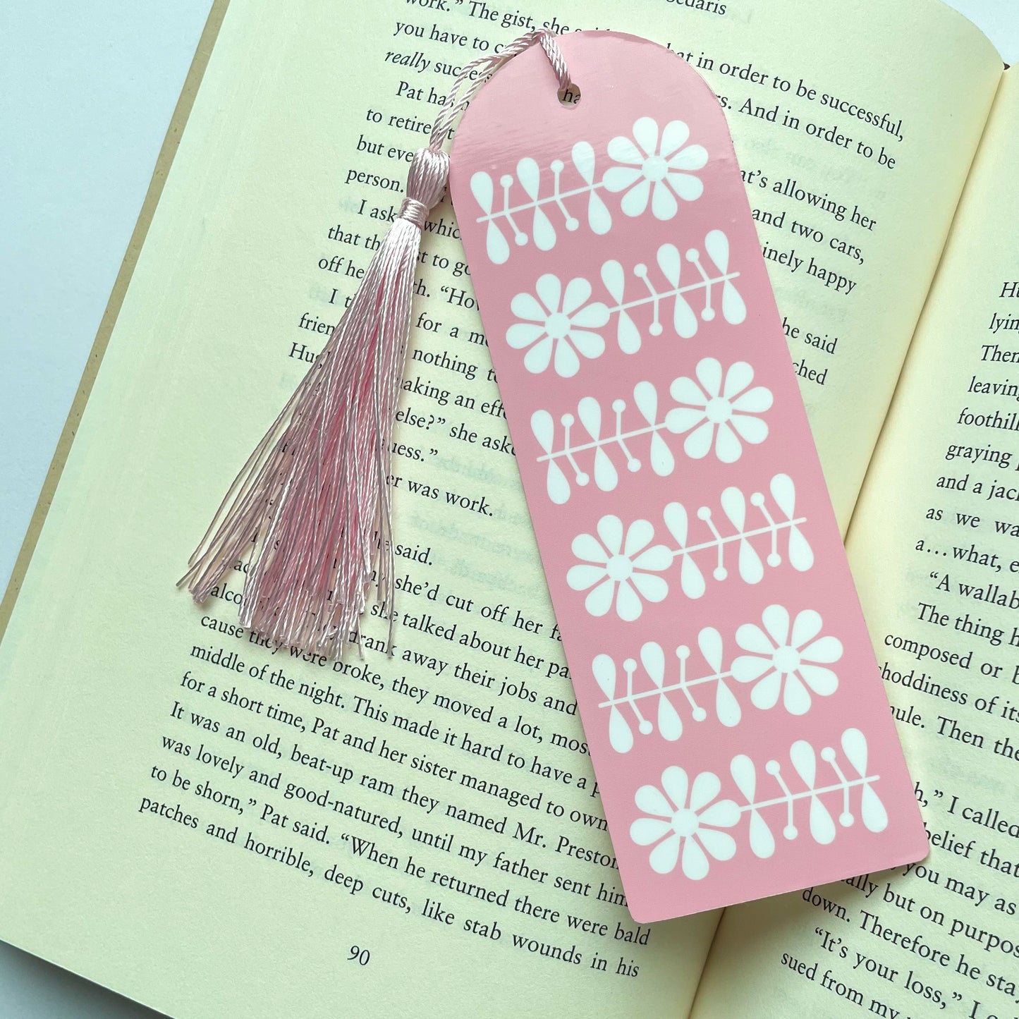 Pink Flowers Acrylic Bookmark