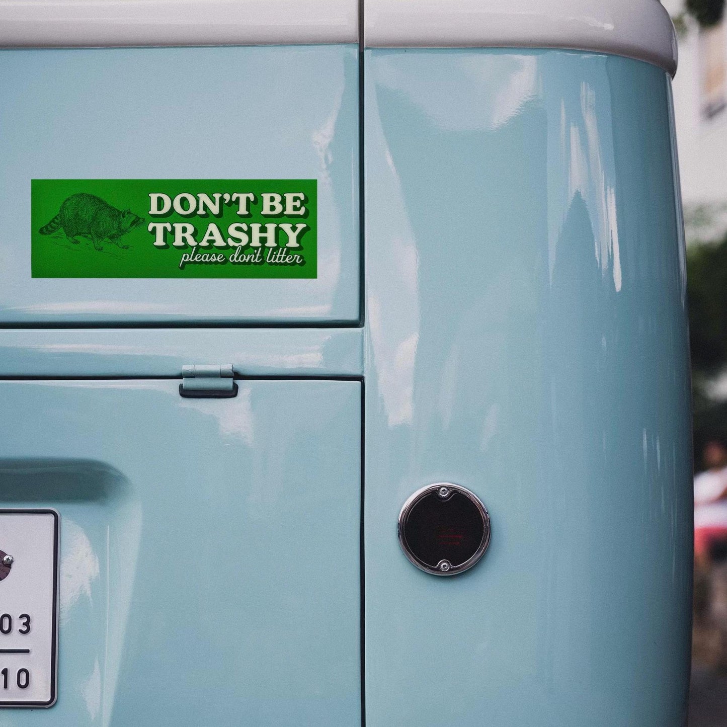 Don't Be Trashy Raccoon Bumper Sticker