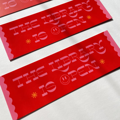 Library Is Open Bookmark with Double-Sided Design