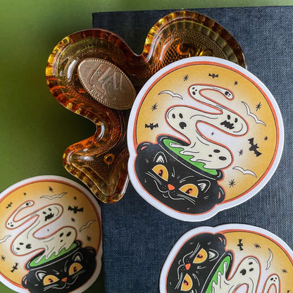 Waterproof Vinyl Black Cat Halloween Sticker