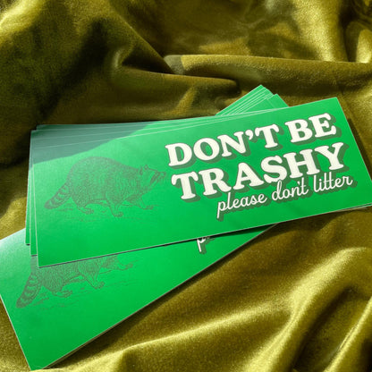 Don't Be Trashy Raccoon Bumper Sticker