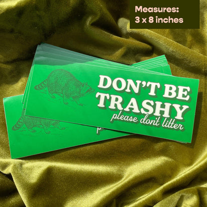 Don't Be Trashy Raccoon Bumper Sticker