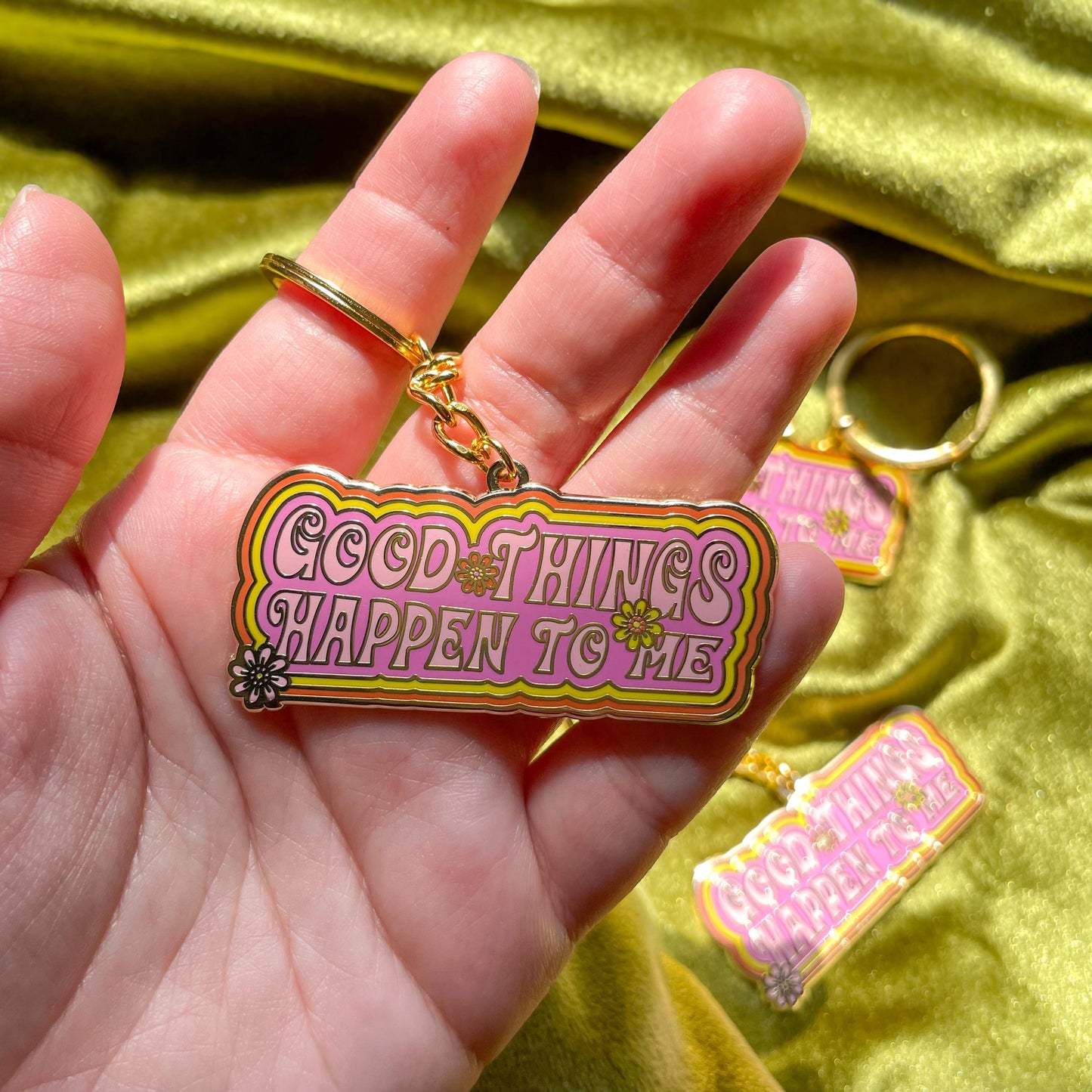 Good Things Happen Enamel Keychain