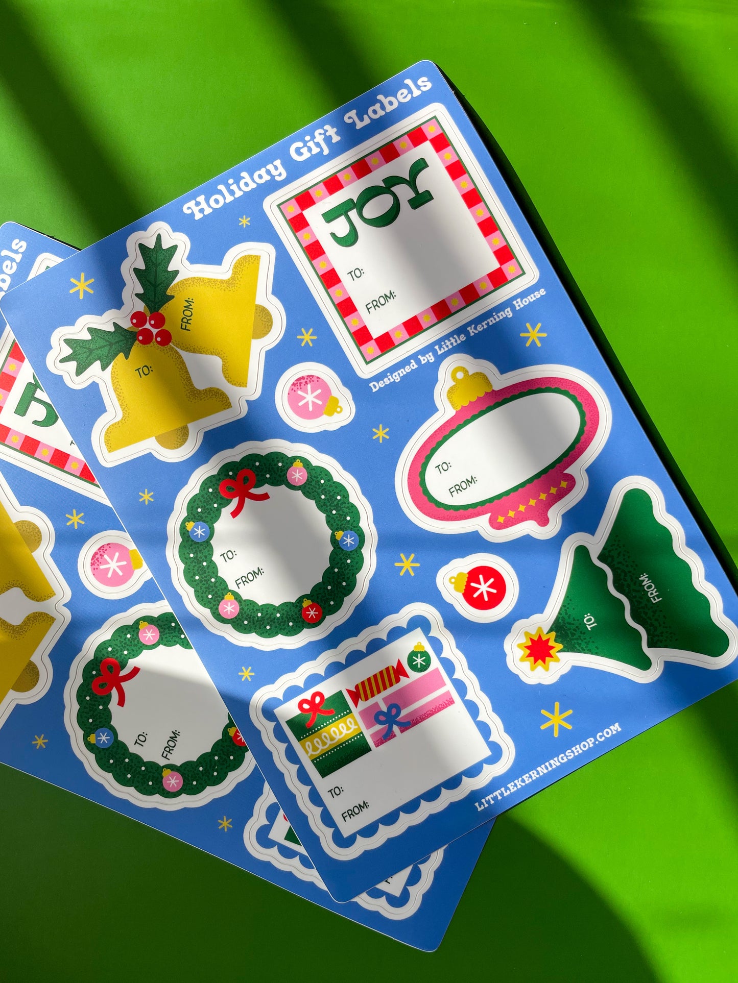 Holiday Themed Gift Label Sticker Sheets - Set of 2