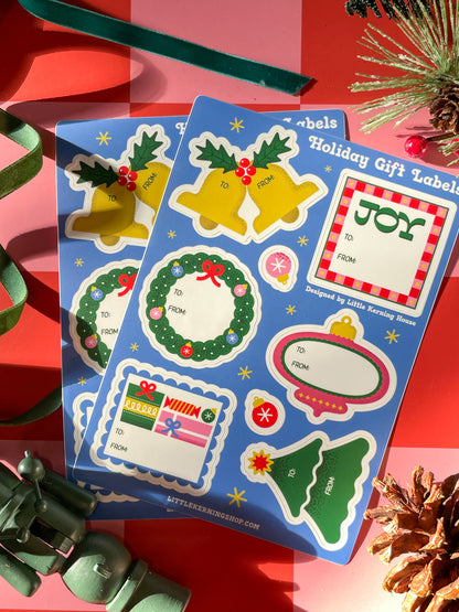 Holiday Themed Gift Label Sticker Sheets - Set of 2