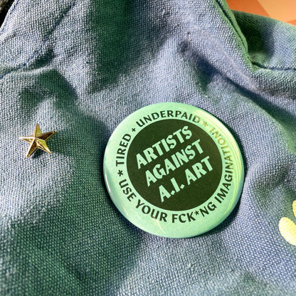 Green button with text on a green fabric background