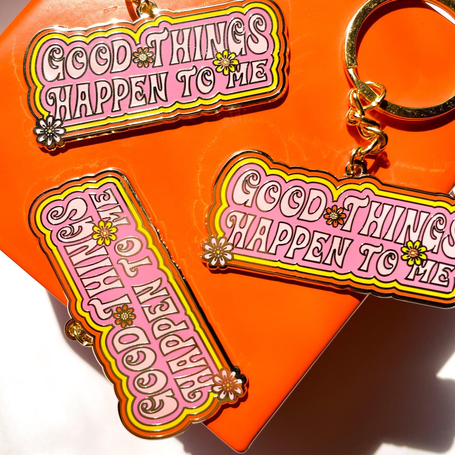 Good Things Happen Enamel Keychain