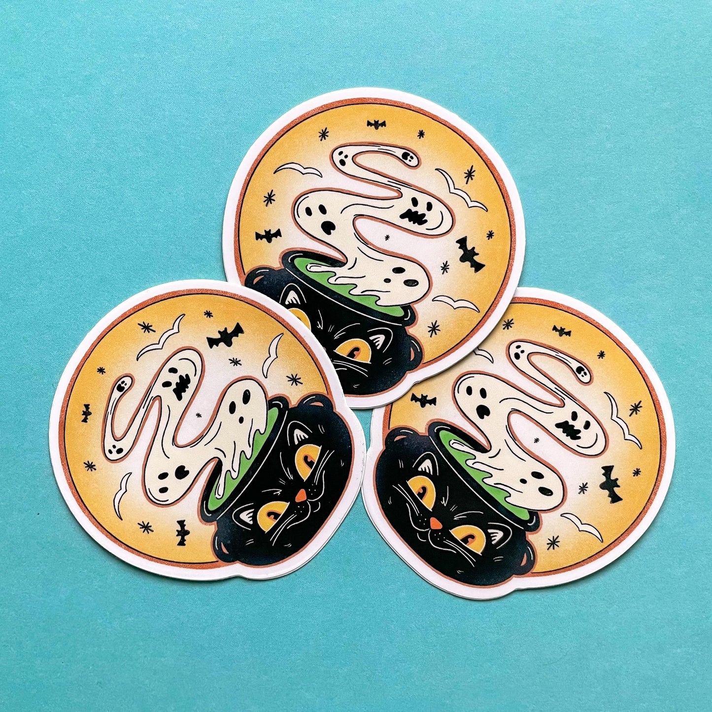 Waterproof Vinyl Black Cat Halloween Sticker